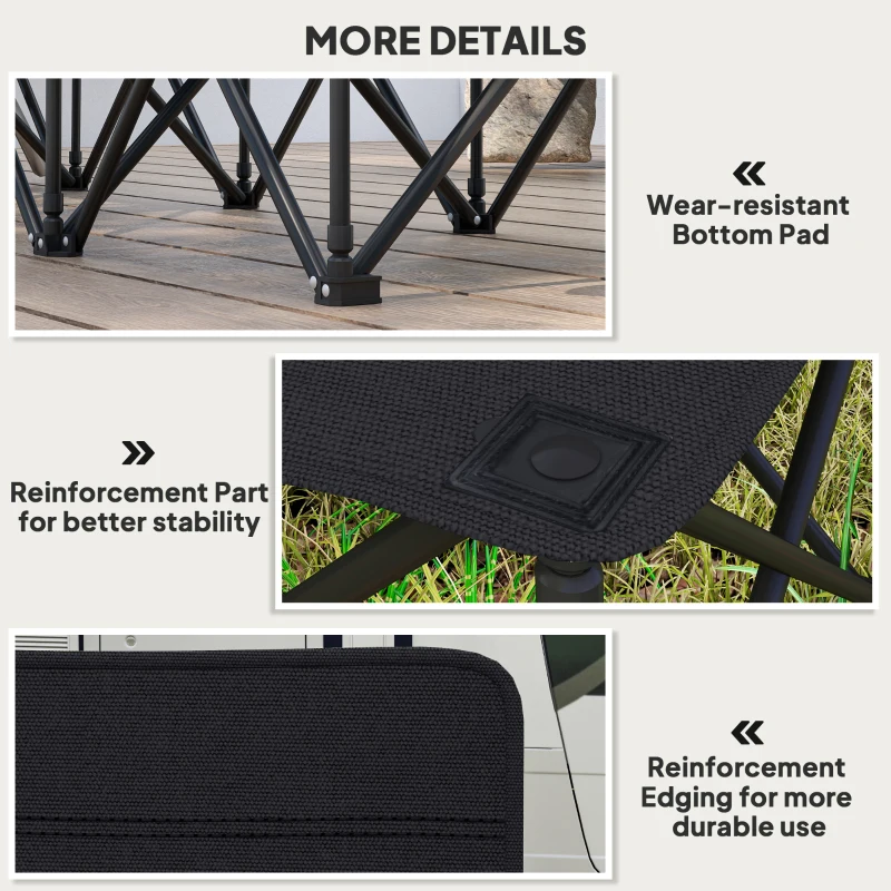 Outsunny 6 Seat Folding Camping Chair with Cup Holder and Carrying Case for Camping, Picnic, Sport Events, Black