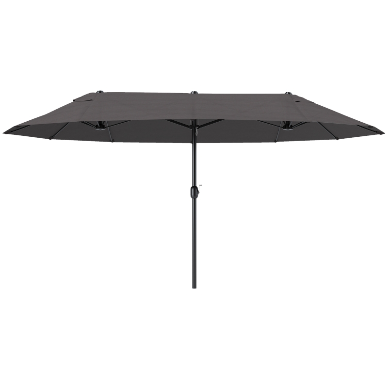 Outsunny Extra Large 15 ft Patio Umbrella, Double-Sided Wide Outdoor Umbrella with Crank Handle and Air Vents for Backyard, Deck, Pool, Market, Gray