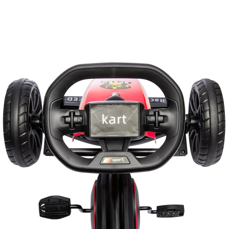 Aosom Pedal Go Kart for Kids, Pedal Car with Swing Axle, Adjustable Bucket, Handbrake, 4 EVA Wheels Powered Ride, Indoor Foot Racer, for 3-8 Years Old, Red