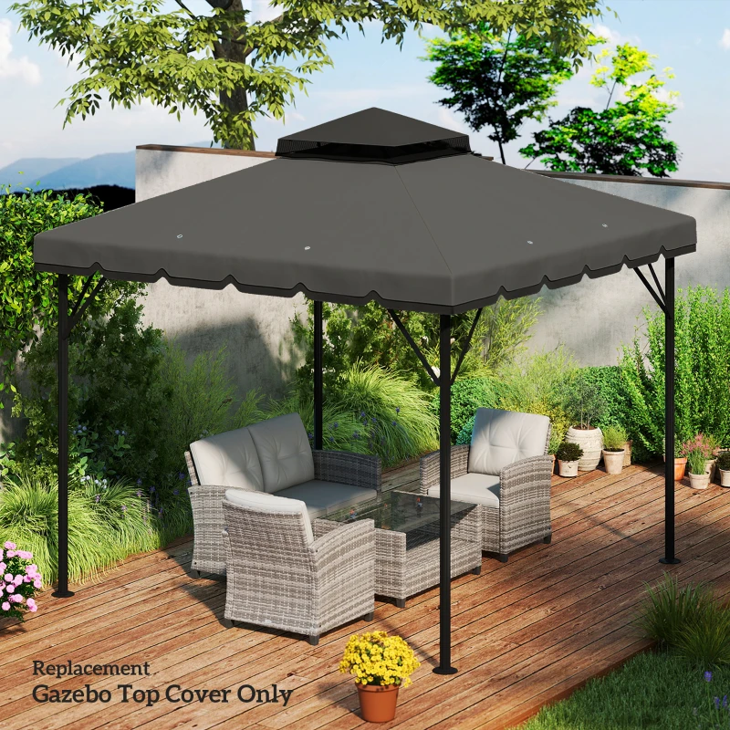 Outsunny 10' x 10' Gazebo Canopy Replacement, Double-Tier Outdoor Gazebo Cover Top Roof, TOP ONLY, Light Grey/Dark Grey