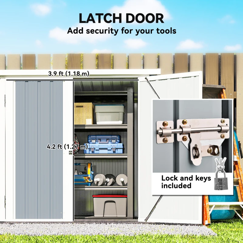 Outsunny 5' x 3' Metal Garden Storage Shed, Tool House with Double Doors for Backyard, Patio, Lawn