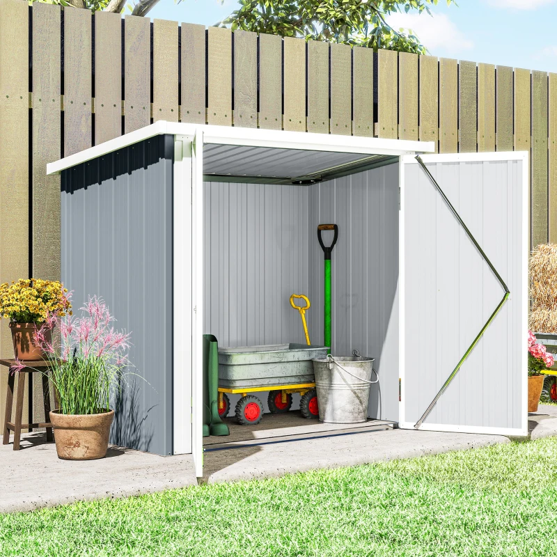 Outsunny 5' x 3' Metal Garden Storage Shed, Tool House with Double Doors for Backyard, Patio, Lawn