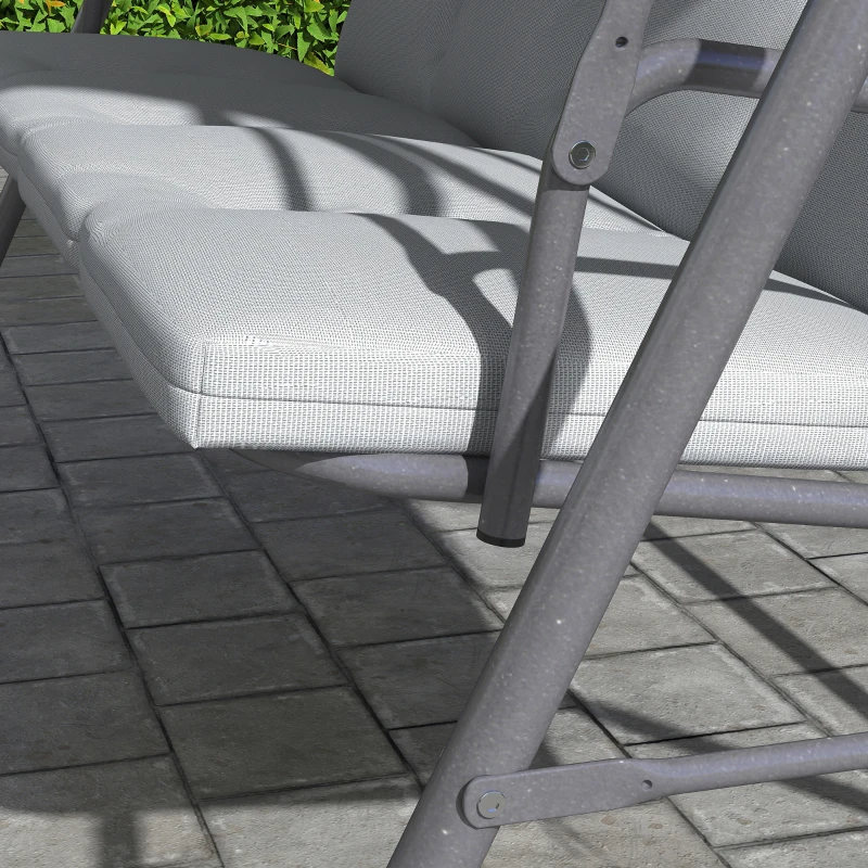 Outsunny 3-Seat Patio Swing Chair, Outdoor Porch Swing Glider with Adjustable Canopy, Light Grey