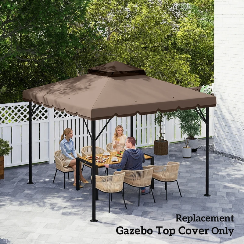 Outsunny 10' x 10' Gazebo Canopy Replacement, Double-Tier Outdoor Gazebo Cover Top Roof, TOP ONLY, Khaki/Brown
