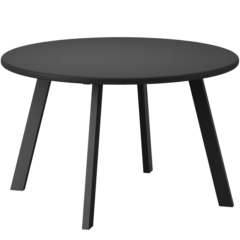 Outsunny Round Outdoor Side Table, Patio Coffee Table with Metal Frame and Non-Slip Foot Pads, Charcoal Grey