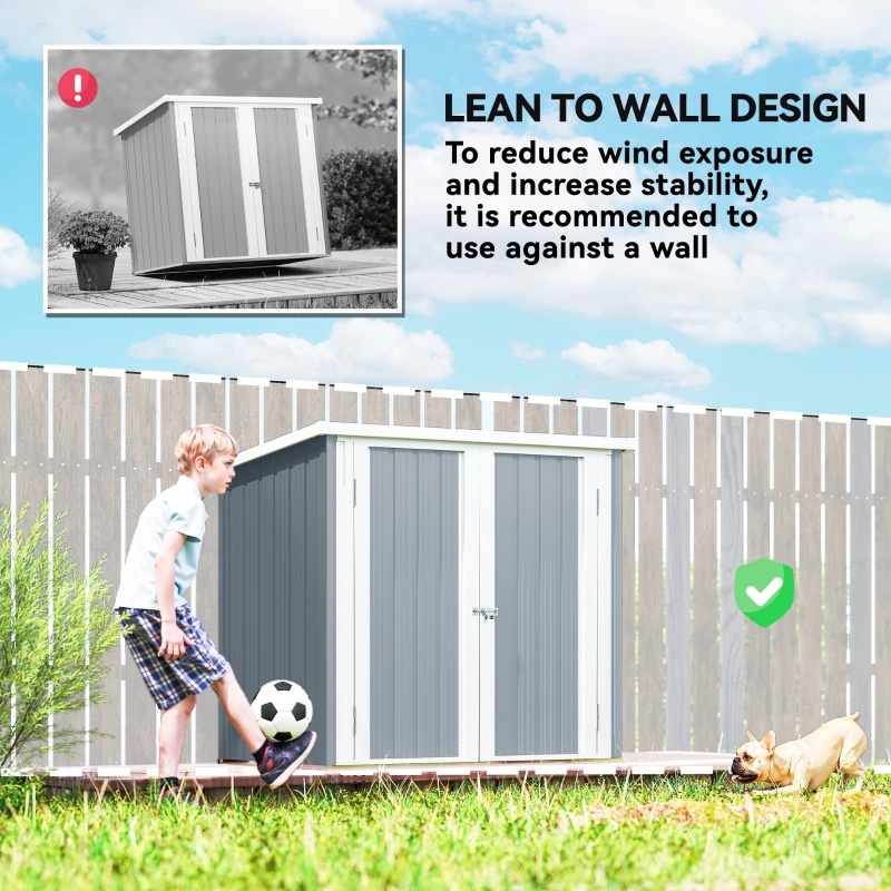 Outsunny 5' x 3' Metal Garden Storage Shed, Tool House with Double Doors for Backyard, Patio, Lawn