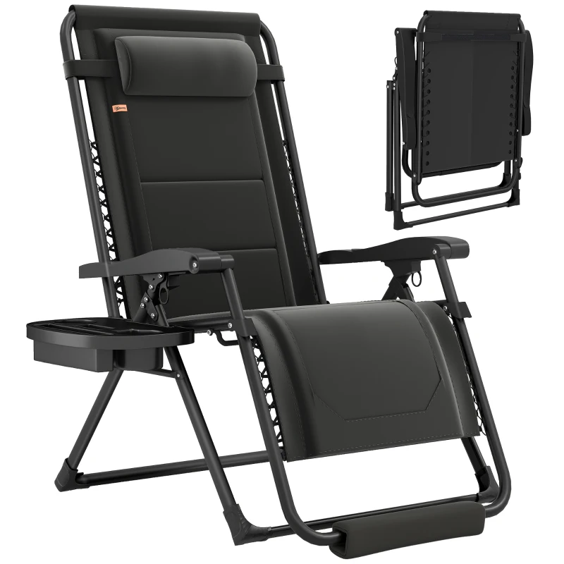Outsunny Zero Gravity Chair, Reclining Outdoor Lounger Chair with Cup Holder, 400 LBS Capacity, Black