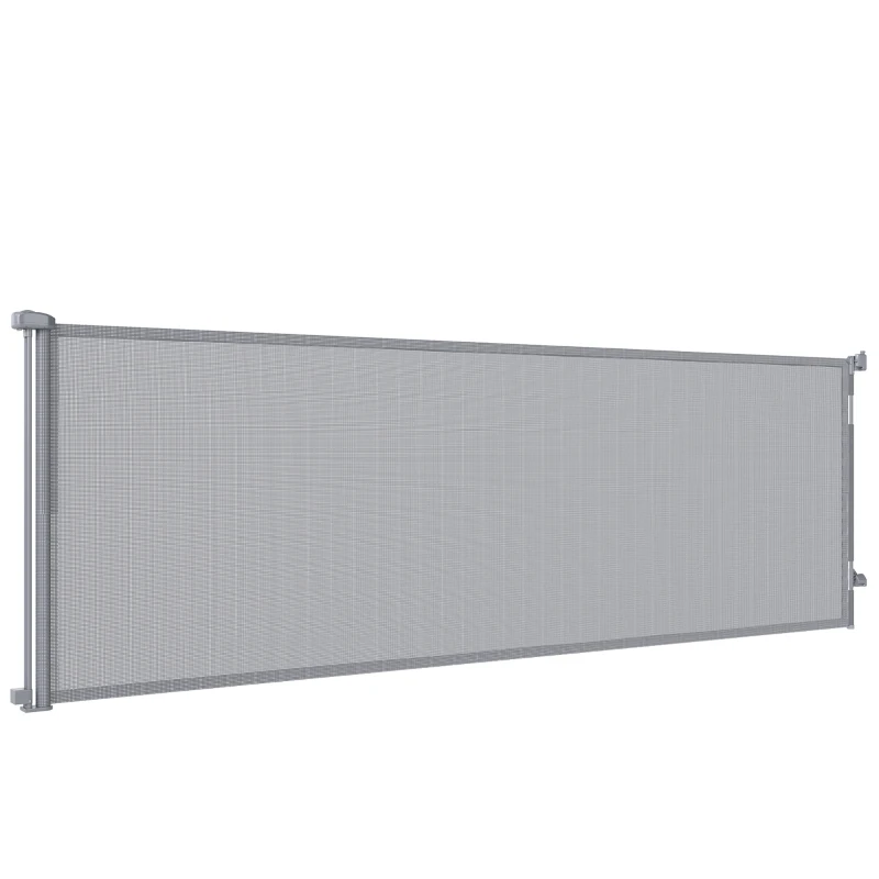 PawHut Retractable Dog Gate, 41" Tall,  Extends to 122" Wide, Mesh Pet Gate with Single Hand Operation, for Stairs, Doorways