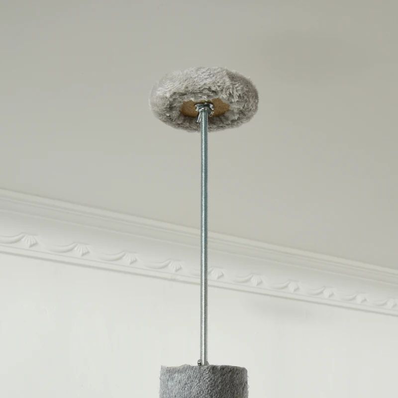 PawHut 4-Tier Floor to Ceiling Cat Tree, Tall Cat Tower with Scratching Post, Plush Padding, Toy Ball, Cat Condo for Indoor Cats, Light Grey