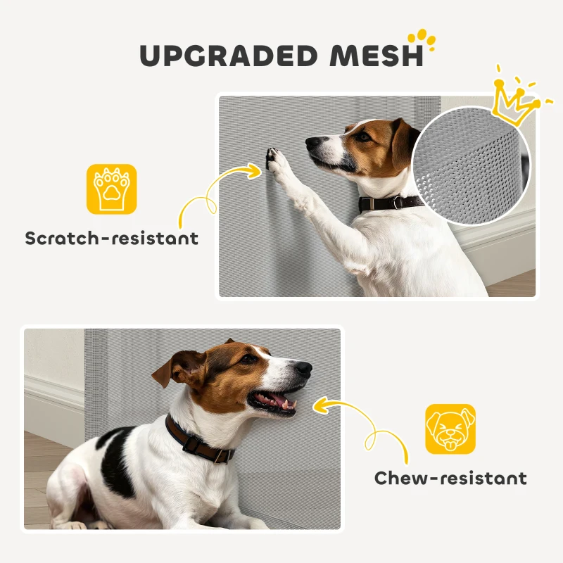 PawHut Retractable Dog Gate, 41" Tall,  Extends to 122" Wide, Mesh Pet Gate with Single Hand Operation, for Stairs, Doorways