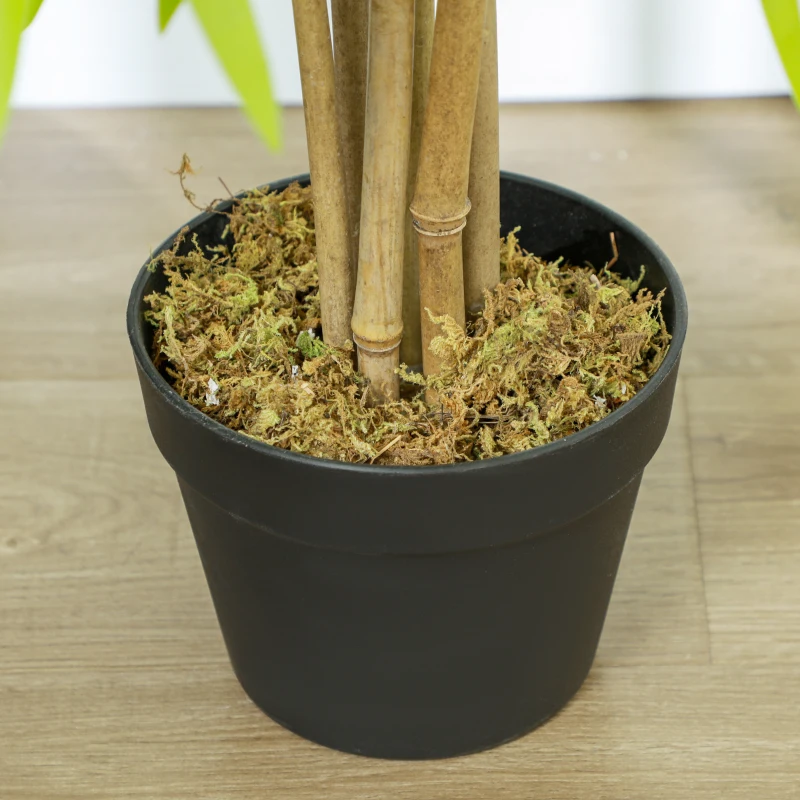 Outsunny Artificial Bamboo Tree Set of 2, 5ft Fake Tree with Realistic Leaf and Natural Trunk, Decorative Plant in Nursery
