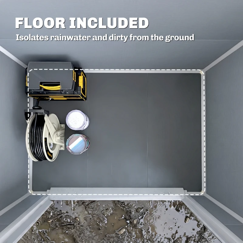 Outsunny 6x4.5FT Plastic Shed, Lockable Garden Tool Storage House with Double Doors and Vent, Grey