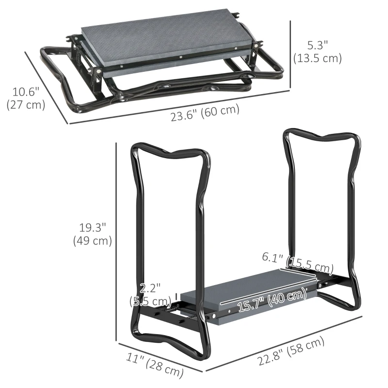 Outsunny Garden Kneeler and Seat Stool, Folding Gardening Stool Kneeling Chair with Thicken Pad and Handles