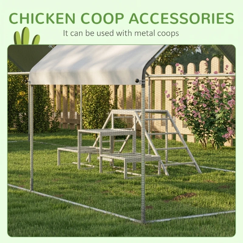 PawHut Chicken Roost Toys for Chickens Hens, Coop Accessories with Wood Stand, Ladder Platforms, for 10-15 Chickens