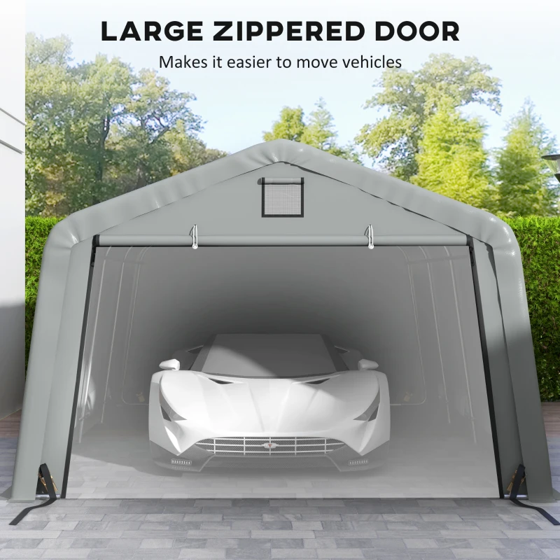 Outsunny Carport 12' x 20' Portable Garage, Heavy Duty Car Port Canopy with Ventilation Windows and Large Roll-up Door, Gray
