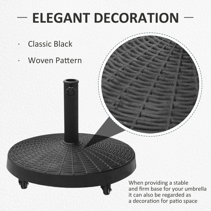 Outsunny 20.5" Heavy Duty Umbrella Stand, 50 lbs. Umbrella Base for 1.5" or 2" Umbrella Poles, Patio Market Stand for Deck, Black