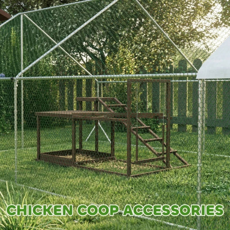 PawHut Chicken Perch with Swing, Roosting Bars & 2 Ladders for 4–6 Hens, Wooden