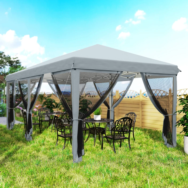 Outsunny 10' x 20' Pop Up Canopy Tent with Netting, Heavy Duty Instant Sun Shelter, Large Tents for Parties with Carry Bag for Outdoor, Garden, Patio, Gray