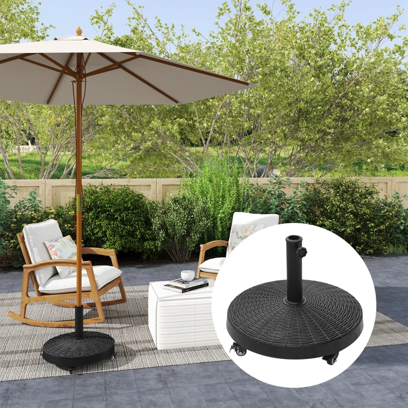 Outsunny 20.5" Heavy Duty Umbrella Stand, 50 lbs. Umbrella Base for 1.5" or 2" Umbrella Poles, Patio Market Stand for Deck, Black