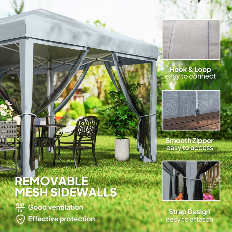 Outsunny 10' x 20' Pop Up Canopy Tent with Netting, Heavy Duty Instant Sun Shelter, Large Tents for Parties with Carry Bag for Outdoor, Garden, Patio, Gray