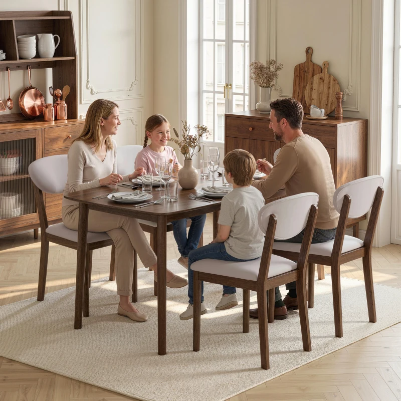 HOMCOM 5-Piece Dining Table Set for 4, Mid-Century Modern Kitchen Table and Chairs, Light Gray