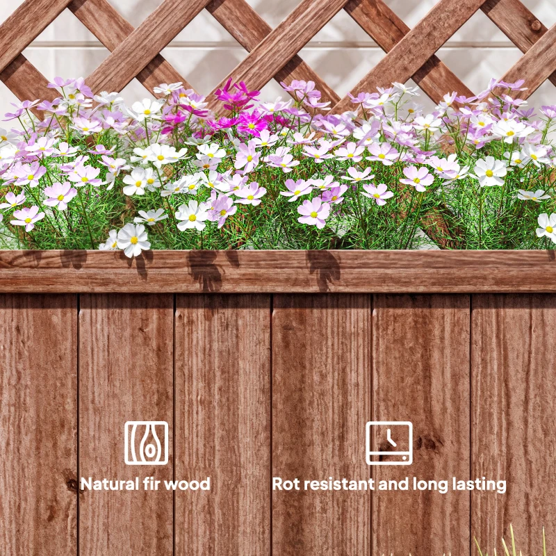 Outsunny Wooden Raised Garden Bed, Raised Planter Box, Planter with Trellis for Climbing Plants Flowers, Orange
