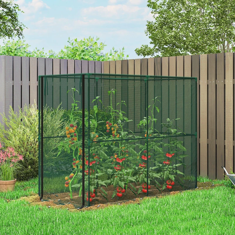 Outsunny Crop Cage, Plant Protection Tent with Zippered Door, Plant Protector from Animals for Vegetables Flowers Fruits, Green