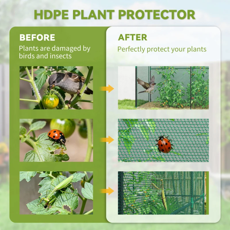 Outsunny Crop Cage, Plant Protection Tent with Zippered Door, Plant Protector from Animals for Vegetables Flowers Fruits, Green