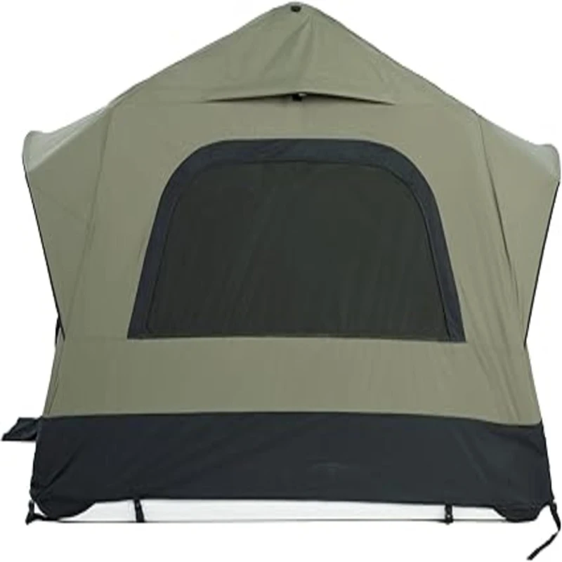 Quick-Setup 2-Person Camping Tent with Electric Pump, Inflatable Rooftop Tent for Car & SUV, 86.5″ L x 57″ W x 52.5″ H, Black+Green
