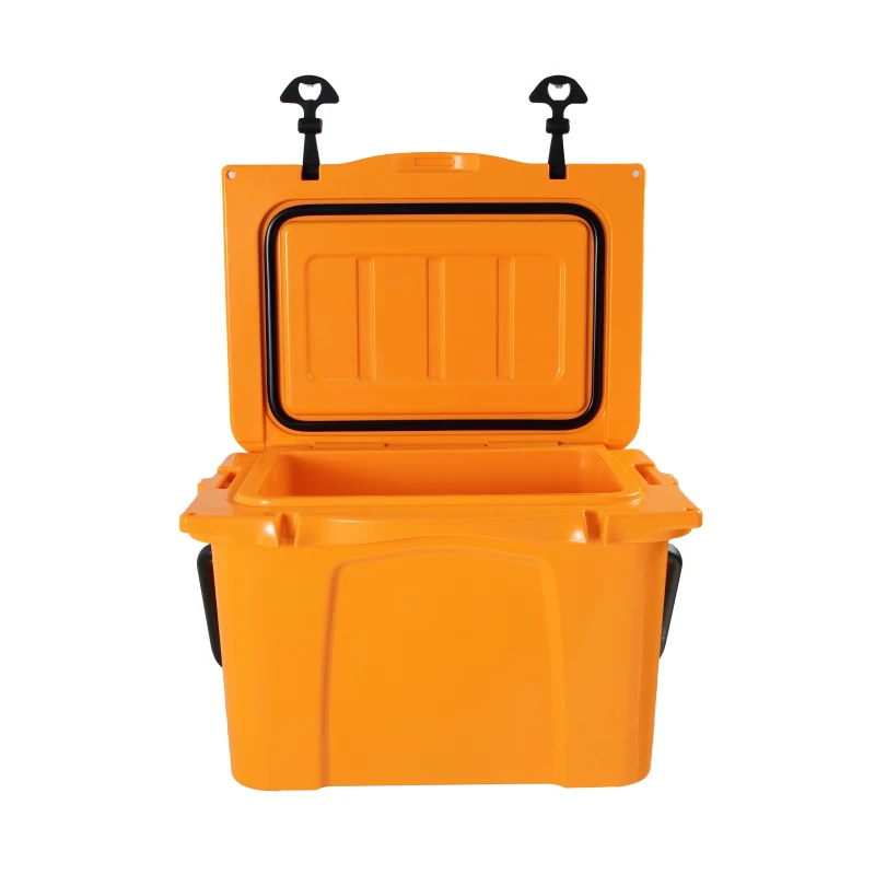 Insulated Portable Hard Cooler with Impact-Resistant Construction, Outdoor Ice Chest for Extended Travel, 21.5″ L x 15.5″ W x 15.5″ H, Orange