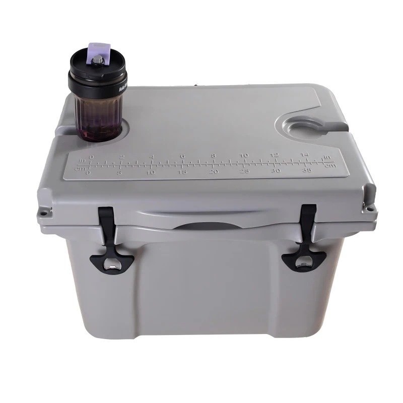 Insulated Portable Cooler with Impact-Resistant Hard Shell, Outdoor Ice Chest for Extended Travel, 21.5″ L x 15.5″ W x 15.5″ H, Grey