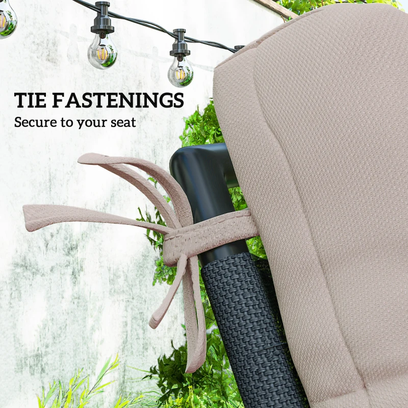 Outsunny 2-Piece Back Seat Cushion Replacement, Outdoor Patio Chair Cushions Set with Ties, Button Tufted, Beige