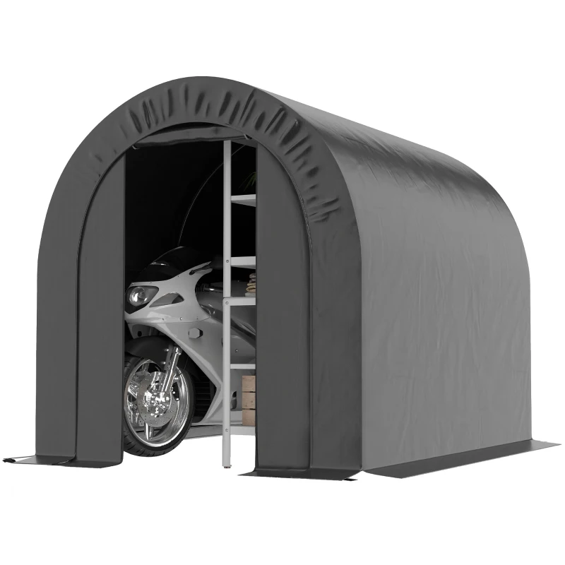 Outsunny 6' x 8' Outdoor Storage Shed, Heavy Duty Galvanized Steel Portable Shed for Bike, Motorcycle, Garden Tools, Black