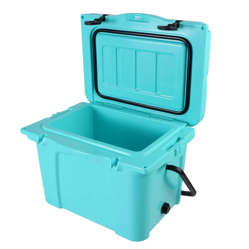 25QT Portable Insulated Hard Cooler with 5-7 Day Ice Retention, Camping Cooler Box for Outdoor Use, 21.5″ L x 15.5″ W x 15.5″ H, Turquoise