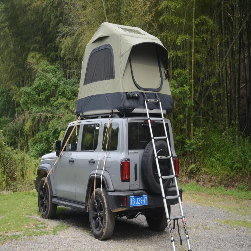 Quick-Setup 2-Person Camping Tent with Electric Pump, Inflatable Rooftop Tent for Car & SUV, 86.5″ L x 57″ W x 52.5″ H, Black+Green