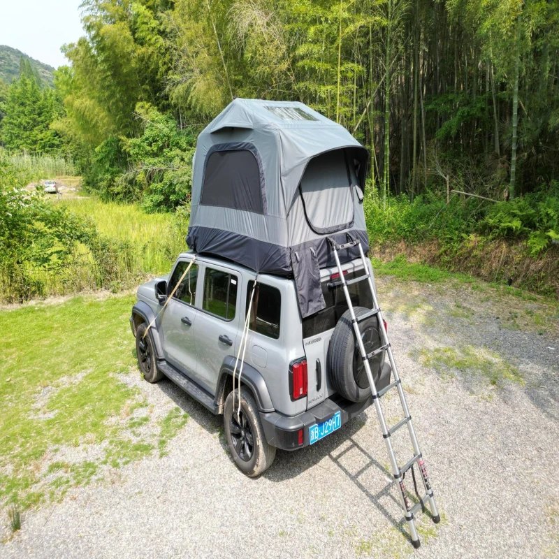 Inflatable Truck Roof Tent with Electric or Hand Pump, Quick-Setup Camping Tent for Overland Trips, 86.5″ L x 57″ W x 52.5″ H, Black+ Gray