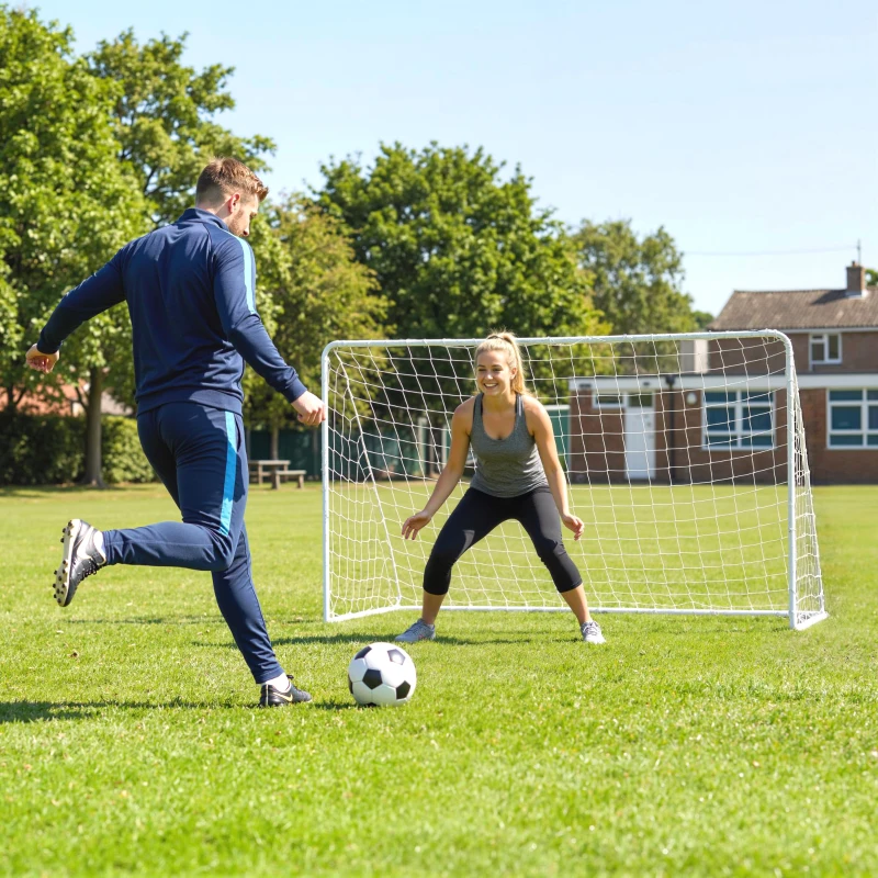 Soozier Soccer Goal, 6 x 4ft Portable Practice Soccer Net with Nylon Mesh, Steel Frame, for Indoor and Outdoor Use