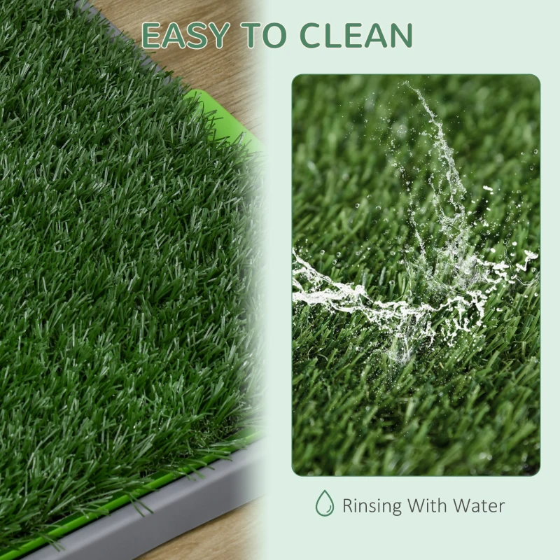 PawHut Artificial Grass Pee Pad for Dogs Potty Training, 26" x 16", 2 Packs, Green