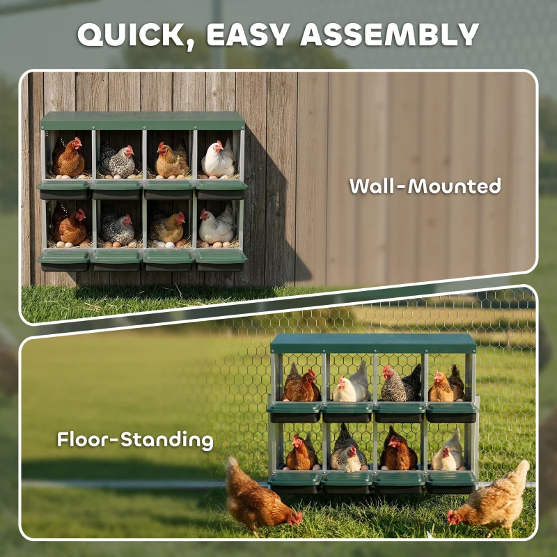 PawHut Chicken Nesting Boxes, 8 Compartment Metal Nesting Boxes for Chickens, Two-Tier Egg Laying Boxes with Vented Holes