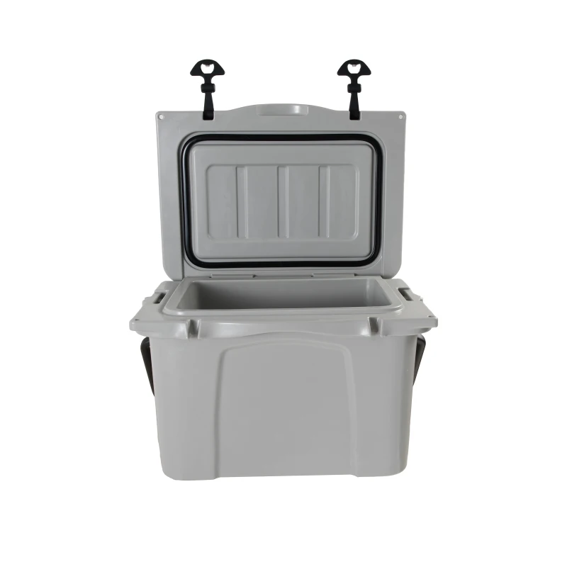 Insulated Portable Cooler with Impact-Resistant Hard Shell, Outdoor Ice Chest for Extended Travel, 21.5″ L x 15.5″ W x 15.5″ H, Grey
