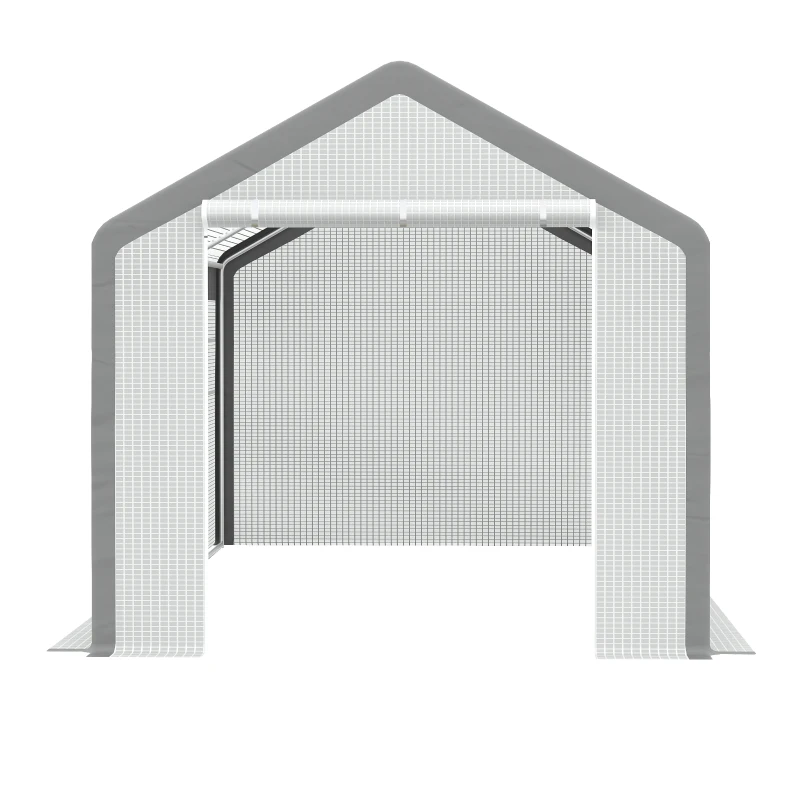 Outsunny 20' x 10' x 9' Walk-in Greenhouse, Outdoor Garden Warm Hot House with 6 Roll-up Windows, 2 Zippered Doors and Weather Cover, White