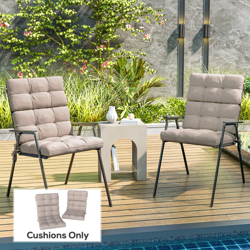 Outsunny 2-Piece Back Seat Cushion Replacement, Outdoor Patio Chair Cushions Set with Ties, Button Tufted, Beige