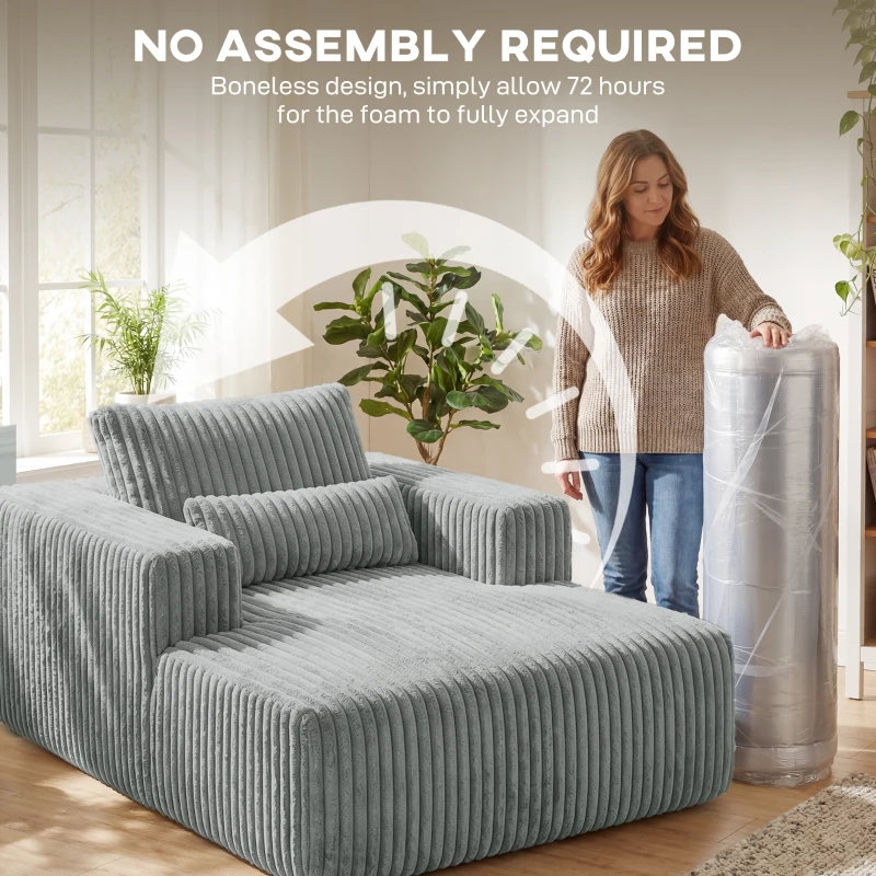HOMCOM Sofa Bed, Sleeper Chair Bed with Pillow, Single, Grey