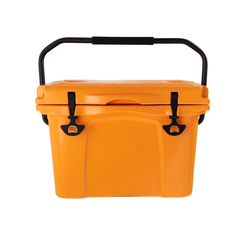 Insulated Portable Hard Cooler with Impact-Resistant Construction, Outdoor Ice Chest for Extended Travel, 21.5″ L x 15.5″ W x 15.5″ H, Orange