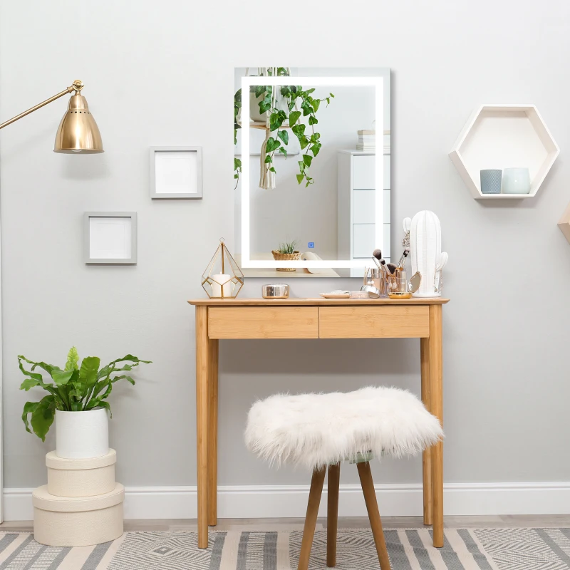 HOMCOM LED Bathroom Mirror Wall Mount Vanity Make Up Mirror with Dimmable Touch Switch Control and Defogger, Waterproof - 36" x 28"