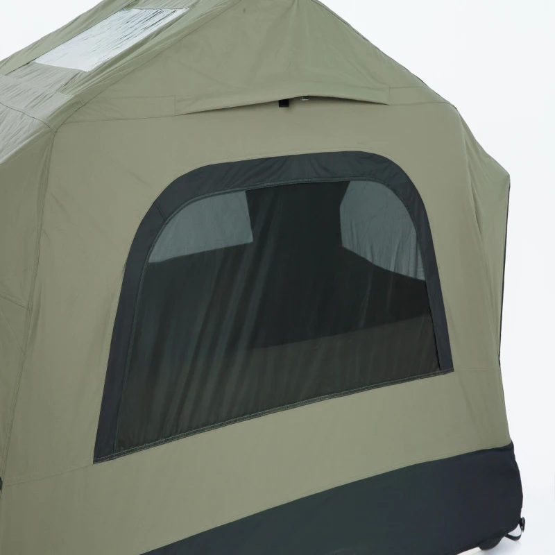 Quick-Setup 2-Person Camping Tent with Electric Pump, Inflatable Rooftop Tent for Car & SUV, 86.5″ L x 57″ W x 52.5″ H, Black+Green