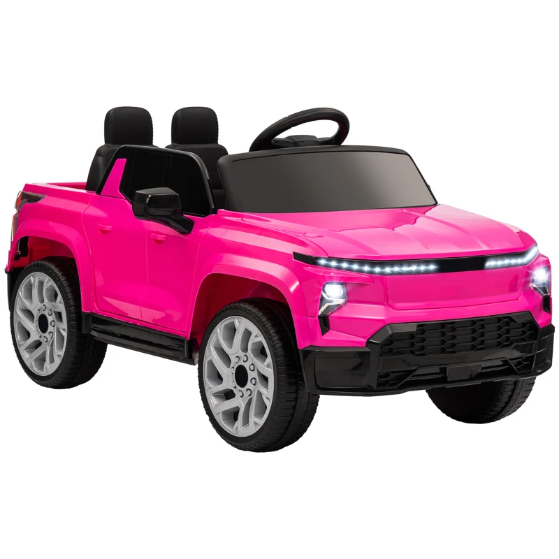 Qaba 12V CHEVROLET SILVERADO EV RST Licensed Kids Car w/ Remote, Spring Suspension, Soft Start, Training Wheels, Pink