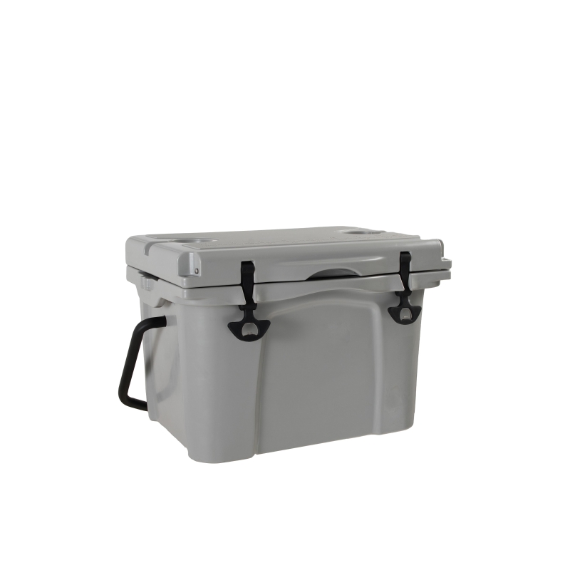 Insulated Portable Cooler with Impact-Resistant Hard Shell, Outdoor Ice Chest for Extended Travel, 21.5″ L x 15.5″ W x 15.5″ H, Grey