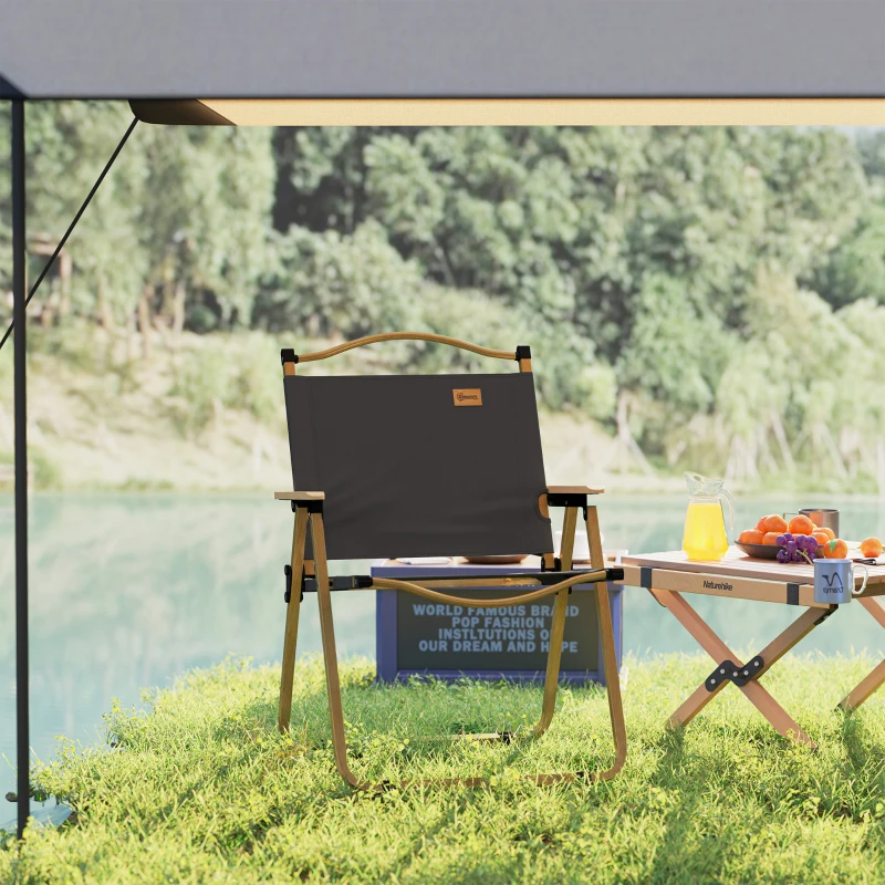 Outsunny Camping Chair, Lightweight Folding Chair, Portable Armchair, Excellent for Festivals, Fishing, Dark Grey