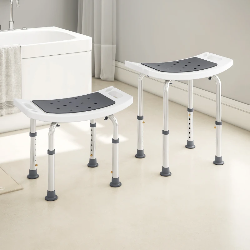 HOMCOM Height Adjustable Shower Chair Padded Bath Seat for Senior,